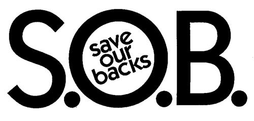 S.O.B. save our backs trademark