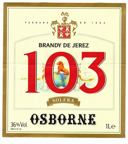 103 BRANDY DE JEREZ SOLERA OSBORNE FUNDADA EN 1882 36% Vol. 1Le trademark