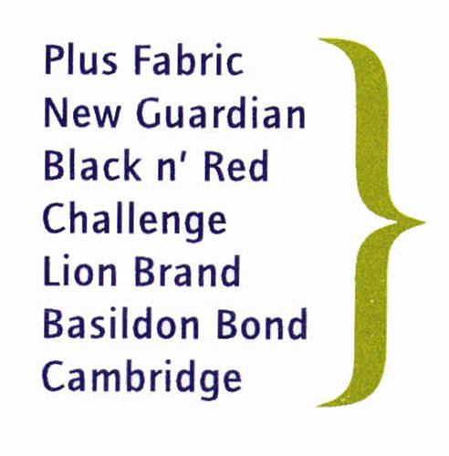 Plus Fabric New Guardian Black n' Red Challenge Lion Brand Basildon Bond Cambridge trademark