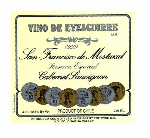 VINO DE EYZAGUIRRE 1999 San Francisco de Mostazal trademark