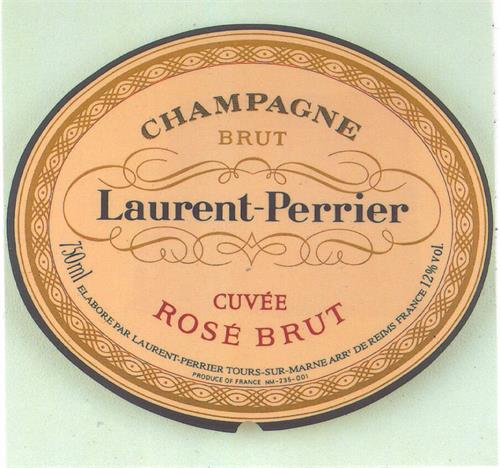 CHAMPAGNE BRUT Laurent-Perrier CUVÉE ROSE BRUT 750 ml ELABORE PAR LAURENT-PERRIER TOURS-SUR-MARINE ARRT DE REIMS FRANCE 12% vol. PRODUCE OF FRANCE NM-235-C01 trademark