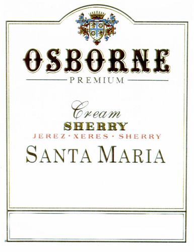 OSBORNE PREMIUM Cream SHERRY JEREZ XERES SHERRY SANTA MARIA trademark