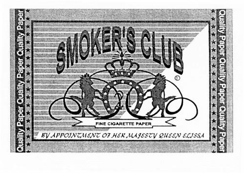 SMOKER'S CLUB FINE CIGARETTE PAPER BY APPOINTMENT OF HER MAJESTY QUEEN ELISSA trademark