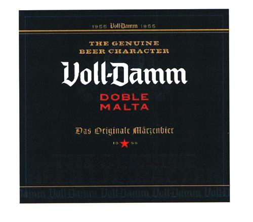 Voll-Damm THE GENUINE BEER CHARACTER DOBLE MALTA Das Originale Märzenbier trademark