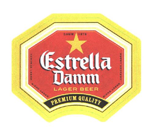 Estrella Damm LAGER BEER PREMIUM QUALITY trademark