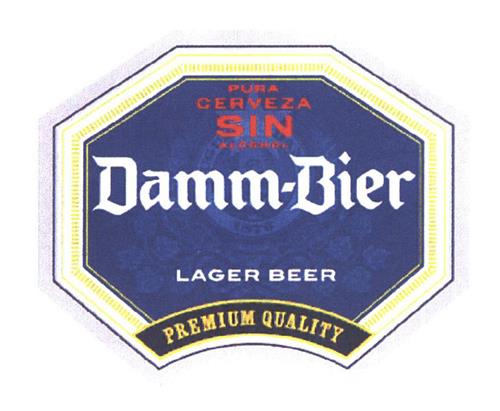 PURA CERVEZA SIN ALCOHOL Damm-Bier LAGER BEER PREMIUM QUALITY trademark