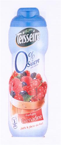 Teisseire 0% de Sucre par verre* Parfum Grenadine Juste le plaisir du fruit. trademark