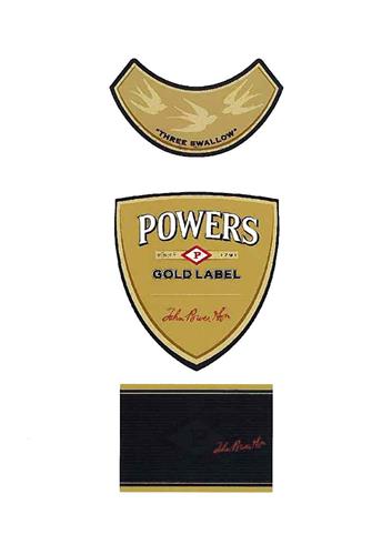 THREE SWALLOW, POWERS, ESTD 1791, P, GOLD LABEL, John Power & Son. trademark