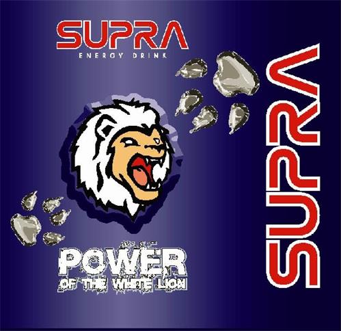 SUPRA POWER OF THE WHITE LION ENERGY DRINK trademark