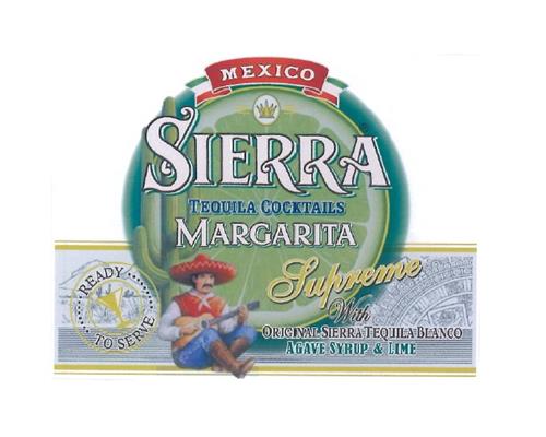 SIERRA MARGARITA Mexico Tequila Cocktails Supreme with original Sierra Tequila Blanco agave syrup & lime ready to serve trademark