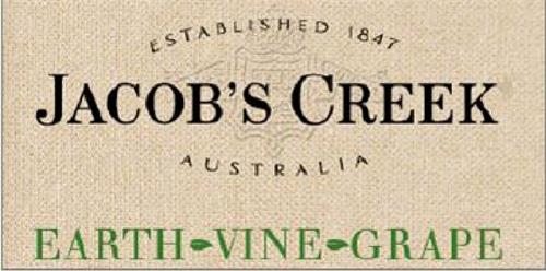 ESTABLISHED 1847 JACOB'S CREEK AUSTRALIA EARTH VINE GRAPE trademark