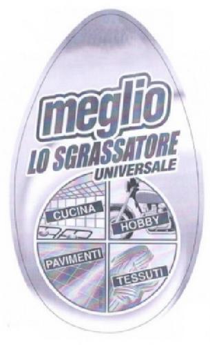 MEGLIO LO SGRASSATORE UNIVERSALE CUCINA HOBBY PAVIMENTI TESSUTI trademark