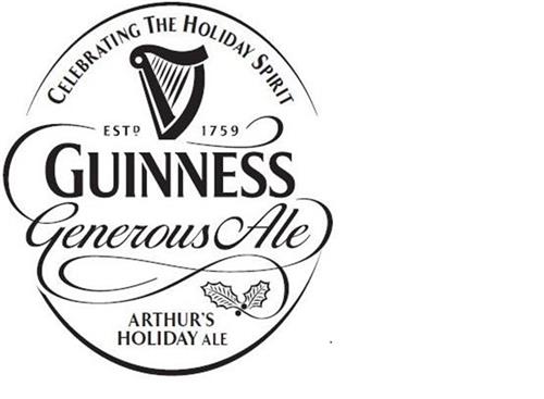 CELEBRATING THE HOLIDAY SPIRIT ESTD. 1759 GUINNESS GENEROUS ALE ARTHUR'S HOLIDAY ALE trademark