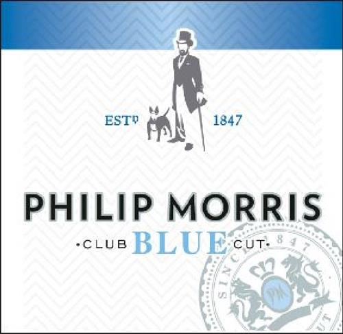 PHILIP MORRIS CLUB BLUE CUT w/ ESTD 1847 trademark