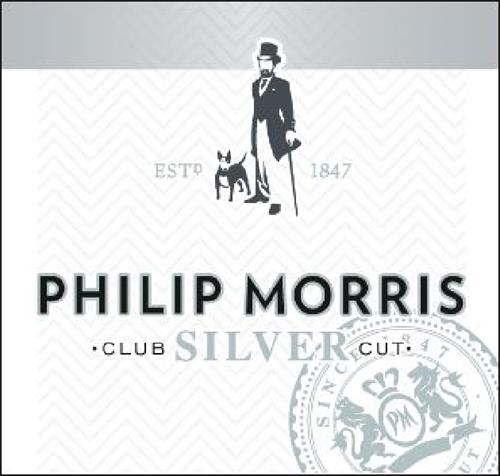 PHILIP MORRIS CLUB SILVER CUT w/ ESTD 1847 trademark