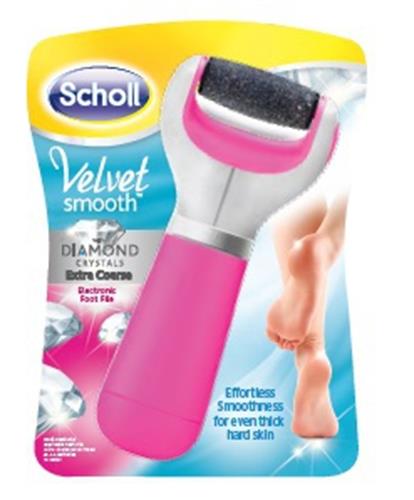 SCHOLL VELVET SMOOTH DIAMOND CRYSTALS Extra Coarse Electronic Foot File Effortless Smoothness for even thick hard skin trademark