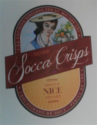 SOCCA CRISPS NIÇOISE LA COUHINA NISSARDA PER LU MOURRE-LÉC. CROUSTIHANT DE SOCA - FARINA DE CÉE PRODUCT DE NICE CÔTE-D'AZHUR trademark