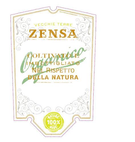 ZENSA VECCHIE TERRE ORGANICO COLTIVATO E IMBOTTIGLIATO NEL RISPETTO DELLA NATURA NATURE MADE 100% trademark