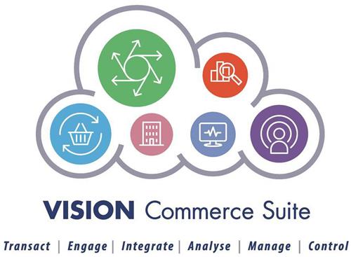 VISION Commerce Suite Transact Engage Integrate Analyse Manage Control trademark