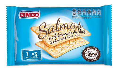 BIMBO SALMAS SNACK HORNEADO DE MAIZ SNACK DE MILHO TOSTADO NO FORNO EL PICOTEO SALUDABLE CON SOLO 70 KCAL POR PACK trademark