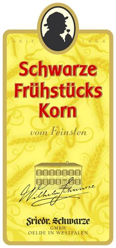 Schwarze Frühstücks Korn vom Feinsten Wilhelm Schwarze Friedr. Schwarze GMBH OELDE IN WESTFALEN trademark