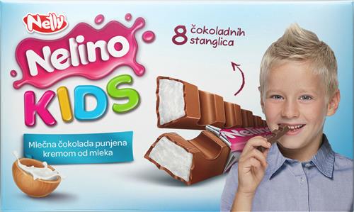 Netly Nelino KIDS 8 čokoladnih stanglica Mlečna čokolada punjena kremom od mleka trademark