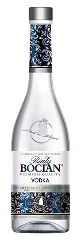 Biały BOCIAN – DISTILLED AND BOTTLED IN POLAND – PREMIUM QUALITY VODKA GUARANTEE OF FINEST PURITY – Traditional Recipe MADE IN POLAND BIAŁY BOCIAN PRODUCT OF POLAND trademark