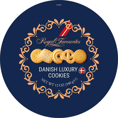 ROYAL FAVOURITES DANISH LUXURY COOKIES LUXERY COOKIES PRODUCED IN DENMARK trademark