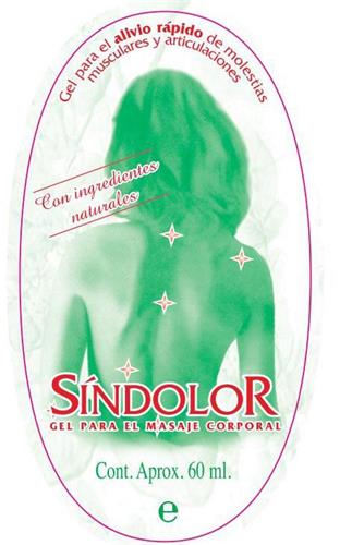 SINDOLOR GEL PARA EL MASAJE CORPORAL trademark