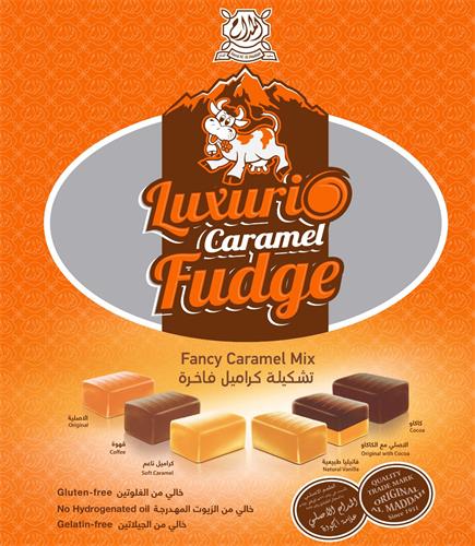 Saeed M. Al Maddah Luxuri Caramel Fudge Fancy Caramel Mix QUALITY TRADE MARK ORIGINAL AL MADDAH Since 1951 trademark