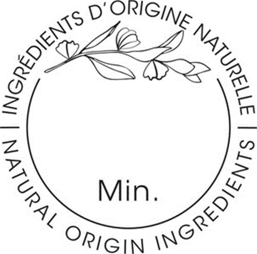 Min. INGREDIENT D'ORIGINE NATURELLE NATURAL ORIGIN INGREDIENTS trademark