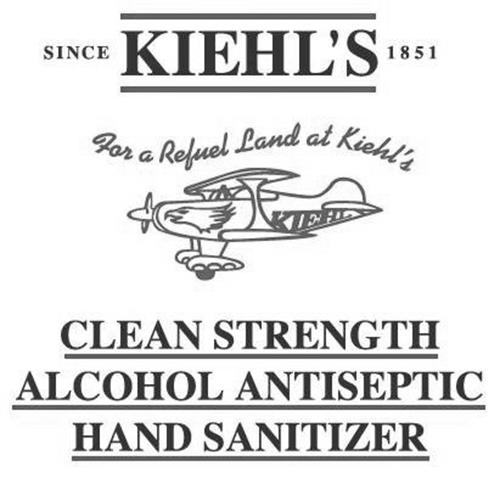 SINCE KIEHL'S 1851 FOR A REFUEL LAND AT KIEHL'S CLEAN STRENGTH ALCOHOL ANTISEPTIC HAND SANITIZER trademark