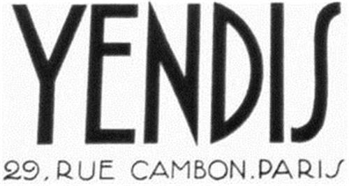 YENDIS 29, RUE CAMBON. PARIS trademark