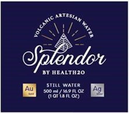 VOLCANIC ARTESIAN WATER Splendor by HEALTH2O STILL WATER trademark