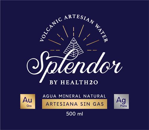 VOLCANIC ARTESIAN WATER Splendor by HEALTH2O AGUA MINERAL NATURAL ARTESIANA SIN GAS trademark