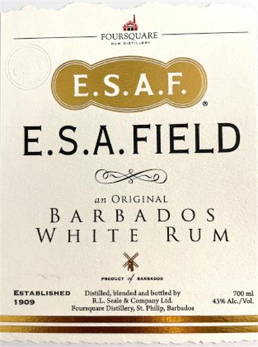 E.S.A.F. E.S.A. FIELD BARBADOS WHITE RUM trademark