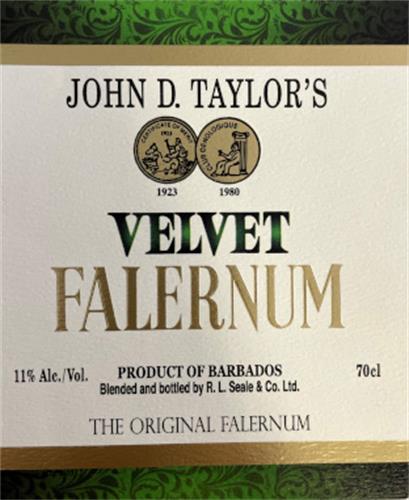 JOHN D. TAYLOR'S VELVET FALERNUM trademark