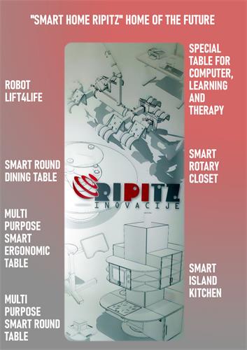 "SMART HOME RIPITZ" HOME OF THE FUTURE; ROBOT LIFT4LIFE; SMART ROUND DINING TABLE; MULTI PURPOSE SMART ERGONOMIC TABLE; MULTI PURPOSE SMART ROUND TABLE; SPECIAL TABLE FOR COMPUTER, LEARNING AND THERAPY; SMART ROTARY CLOSET; SMART ISLAND KITCHEN trademark