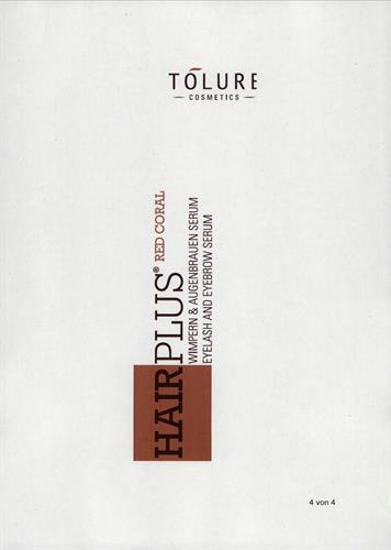 TOLURE COSMETICS HAIRPLUS RED CORAL WIMPERN & AUGENBRAUEN SERUM EYELASH AND EYEBROW SERUM trademark