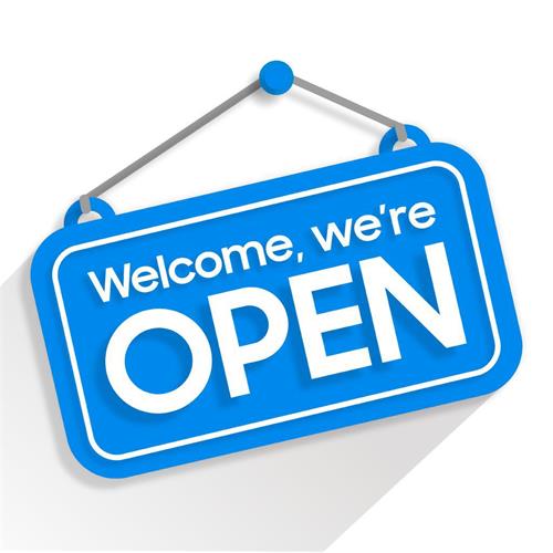 Welcome, we're OPEN trademark