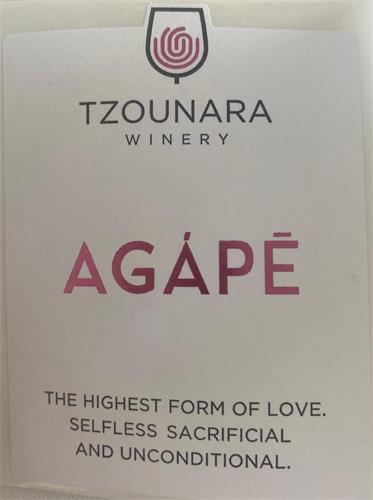 TZOUNARA WINERY AGAPE THE HIGHEST FORM OF LOVE. SELFLESS SACRIFICIAL AND UNCONDITIONAL. trademark