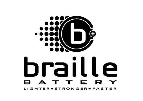 b+ braille BATTERY LIGHTER STRONGER FASTER trademark