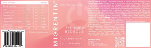 MIGRENTIN PHARMADIETICS ŻYJ DNIEM BEZ BÓLU! trademark