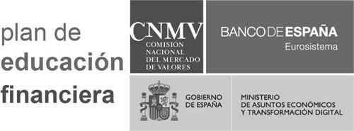 Plan de educación financiera CNMV Comisión Nacional del Mercado de Valores Banco de España Eurosistema Gobierno de España Ministerio de asuntos económicos y transformación digital trademark