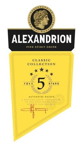 ALEXANDRION FINE SPIRIT DRINK CLASSIC COLLECTION FIVE 5 STARS AUTHENTIC RECIPE trademark