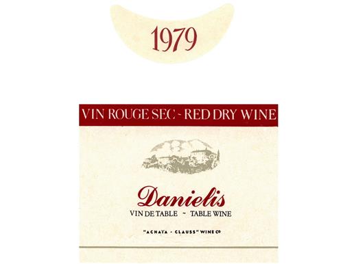 1979 VIN ROUGE SEC - RED DRY WINE Danielis VIN DE TABLE-TABLE WINE  "ACHAIA - CLAUSS" WINE Co trademark