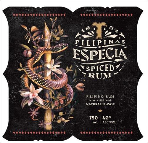 T 1854 PILIPINAS ESPECIA SPICED RUM FILIPINO RUM INTERTWINED WITH NATURAL FLAVOR 750 ML 40% ALC/VOL trademark