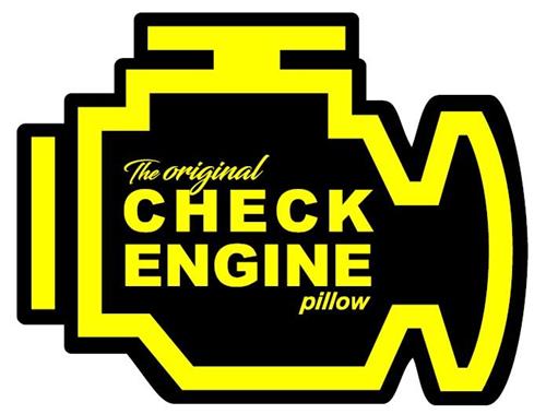 The original CHECK ENGINE pillow trademark