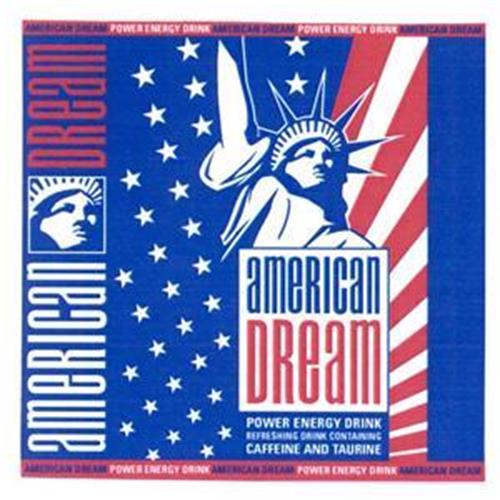 AMERICAN DREAM POWER ENERGY DRINK REFRESHING DRINK CONTAINING CAFFEINE AND TAURINE trademark