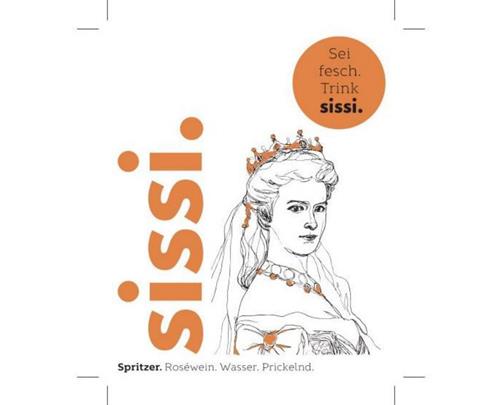 sissi. Sei fesch. Trink sissi. Spritzer. Roséwein. Wasser. Prickelnd. trademark